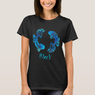 Fisch Zodiac-Zeichen blauer Glitzer Funkeln T-Shirt