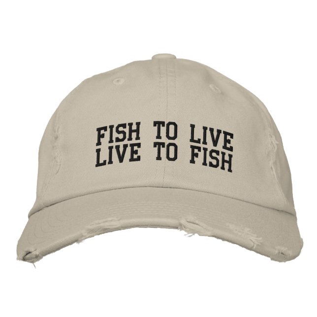 FISCH ZUM LEBEN, LEBEN ZUM FISCH BESTICKTE KAPPE (Vorderseite)