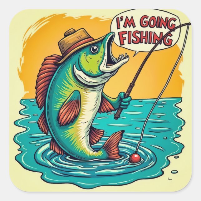 Fischabenteuer: Ein Traum für Fische Quadratischer Aufkleber (Vorderseite)