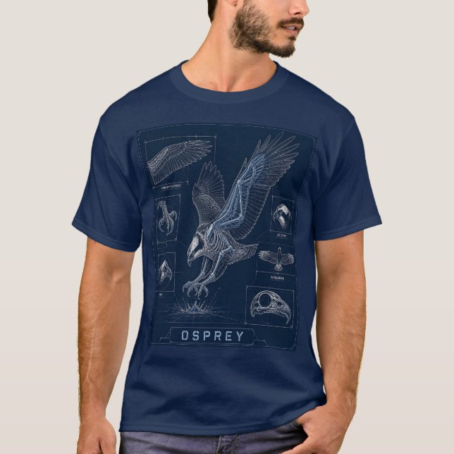 Fischadler-Anatomie-Blueprint T-Shirt (Vorderseite)