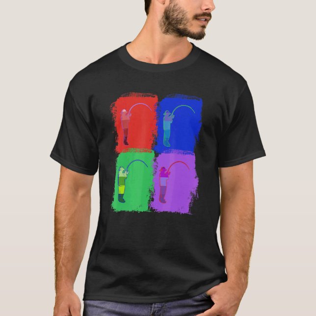 Fischangeln Pop-Art T-Shirt (Vorderseite)