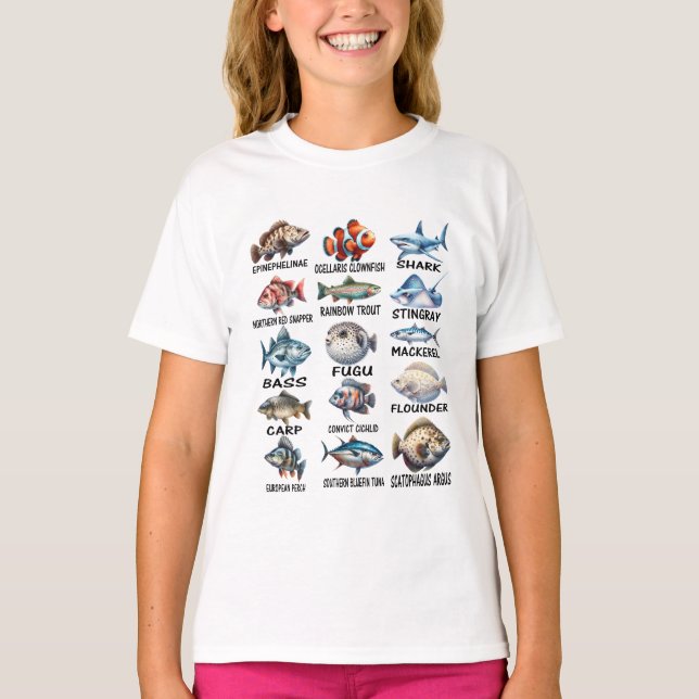 Fischarten von Süßwasserfischen T-Shirt (Vorderseite)