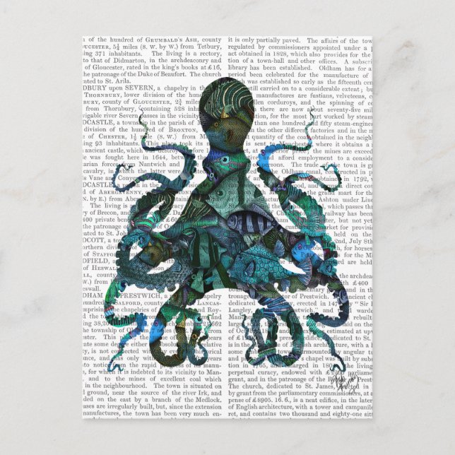 Fischartige blaue Krake Postkarte (Vorderseite)