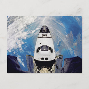Fischaugenansicht Space Shuttle Atlantis Erdumlauf Postkarte