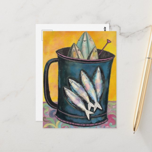 Fischbecher Postkarte (Vorderseite/Rückseite Beispiel)