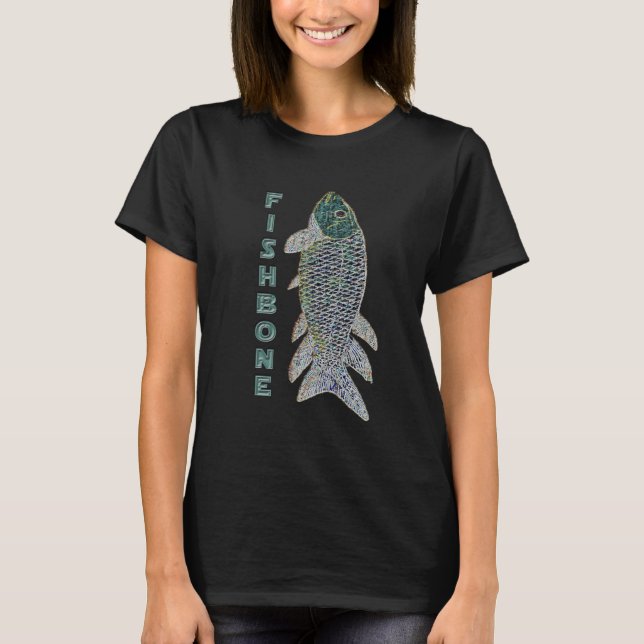 FischBone mit vertikalem Text T-Shirt (Vorderseite)