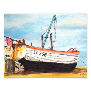Fischboot am Aldeburgh Shingle Beach Fotodruck