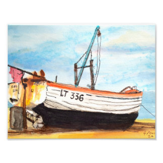 Fischboot am Aldeburgh Shingle Beach Fotodruck