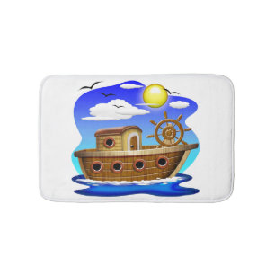 Fischboot Cartoon Badematte
