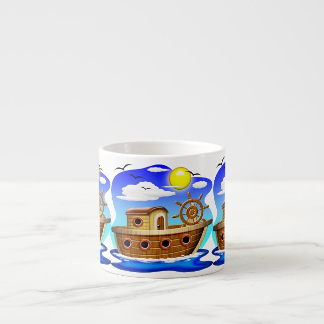 Fischboot Cartoon  Espressotasse (Vorderseite)