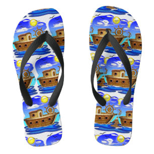 Fischboot Cartoon Flip Flops