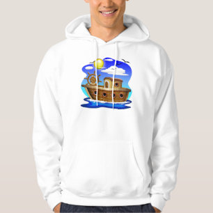 Fischboot Cartoon Hoodie