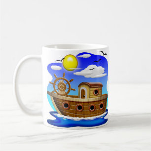 Fischboot Cartoon Kaffeetasse