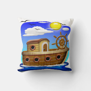 Fischboot Cartoon Kissen