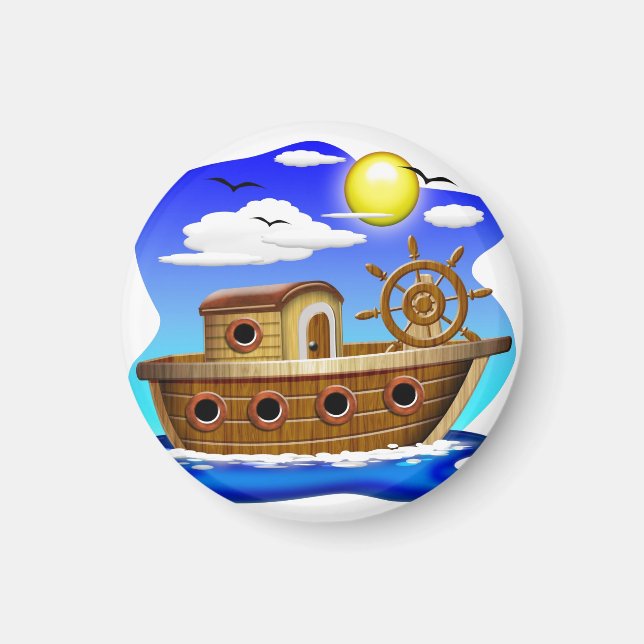 Fischboot Cartoon  Magnet (Vorne)