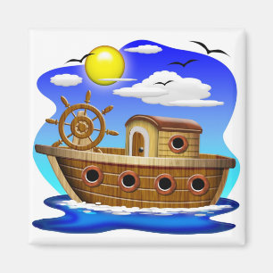 Fischboot-Cartoon Magnet