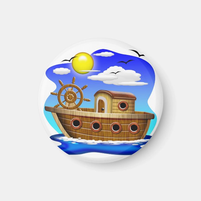 Fischboot Cartoon  Magnet (Vorne)