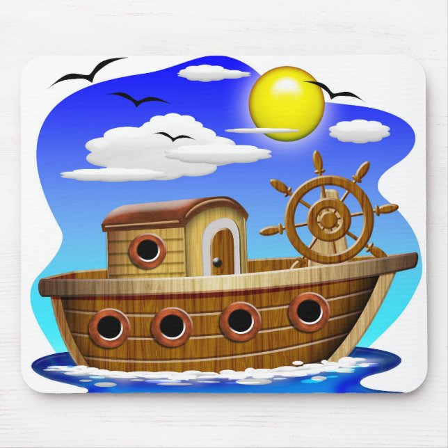 Fischboot Cartoon Mousepad (Vorne)