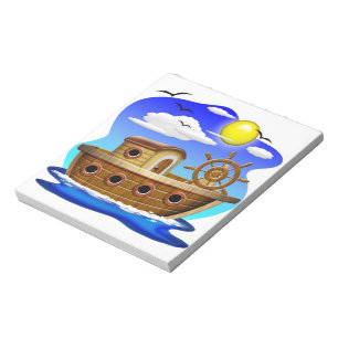 Fischboot Cartoon Notizblock