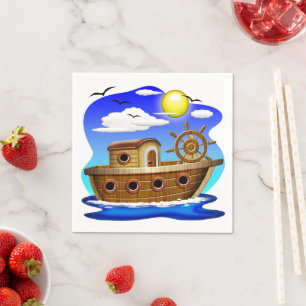 Fischboot Cartoon Serviette