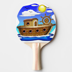 Fischboot Cartoon Tischtennis Schläger