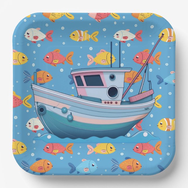 Fischboot  pappteller (Vorderseite)