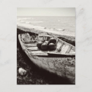 Fischboot schwarz und weiß postkarte