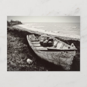 Fischboot schwarz und weiß postkarte