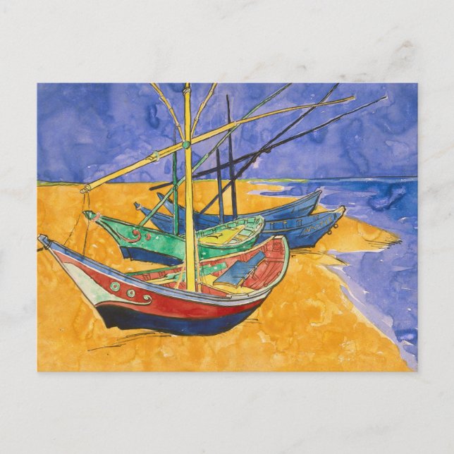 Fischboote am Strand von Vincent Van Gogh   Postkarte (Vorderseite)