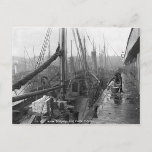 Fischdocks, Grimsby, Anfang des 20. Jahrhunderts Postkarte