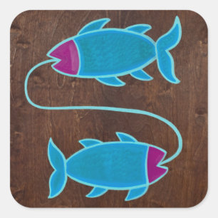 Fische 2008 quadratischer aufkleber
