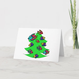 Fische am Weihnachtsbaum Feiertagskarte