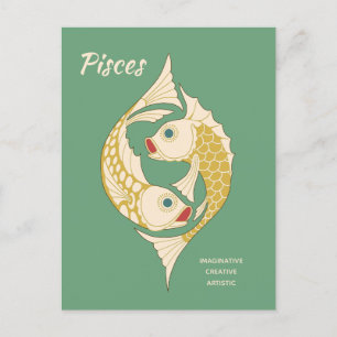 Fische Art Nouveau Sternzeichen CC1264 Astrologie Postkarte
