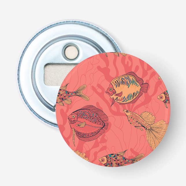 Fische auf lebendem Korallenhintergrund Flaschenöffner (Vorderseite)