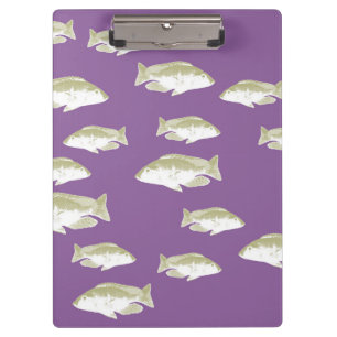 Fische auf lila klemmbrett