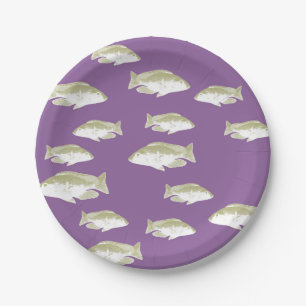 Fische auf lila pappteller