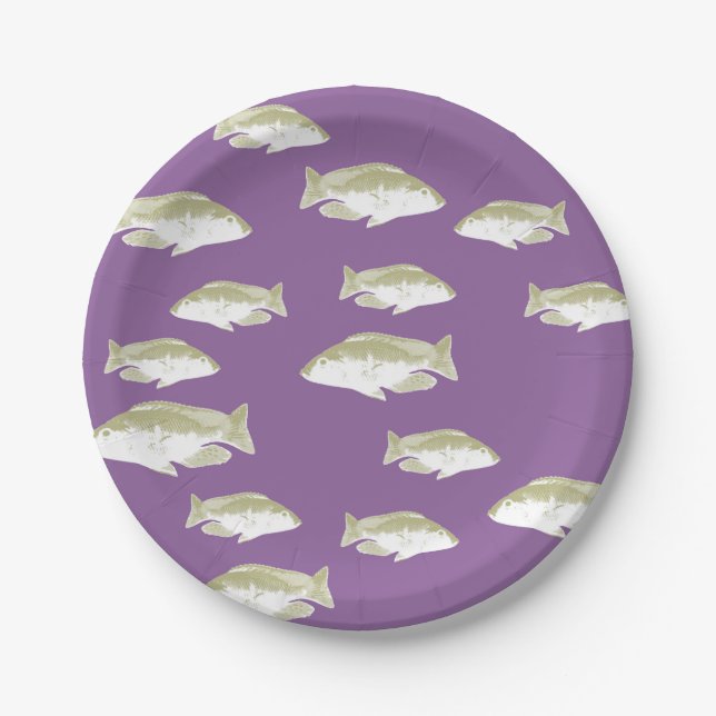 Fische auf lila pappteller (Vorderseite)