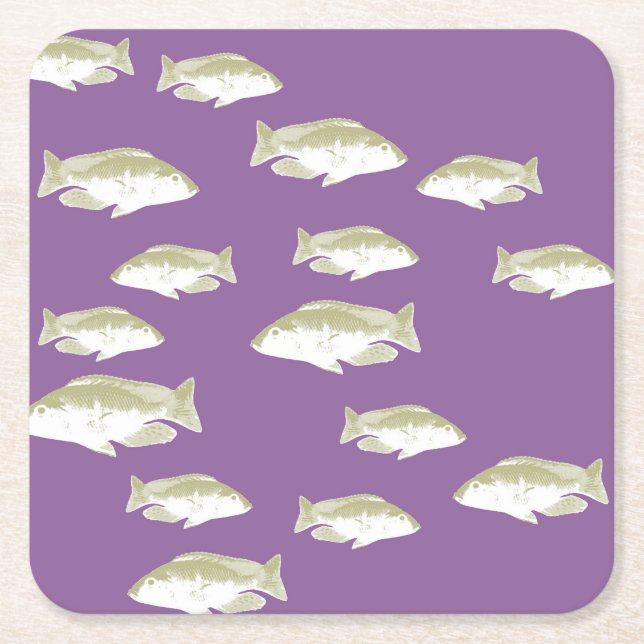 Fische auf lila rechteckiger pappuntersetzer (Vorderseite)