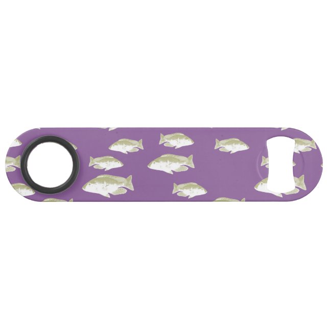 Fische auf lila speed flaschenöffner (Rückseite Horizontal)