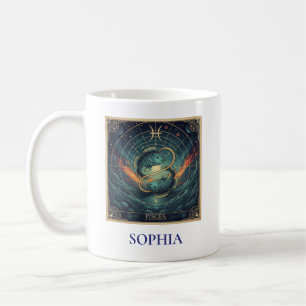 Fische Blau Himmelssternzeichen Kaffeetasse