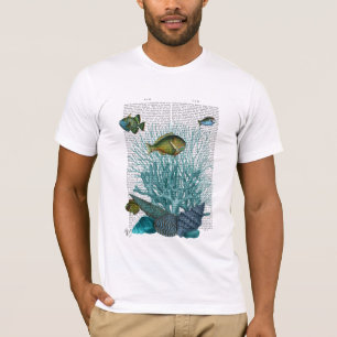 Fische, blaue Muscheln und Korallen T-Shirt