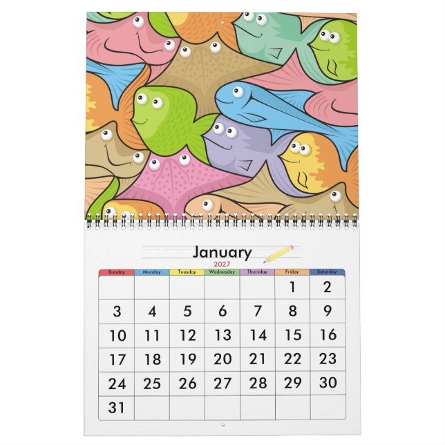 Fische Cartoon Kalender (Jan 2027)