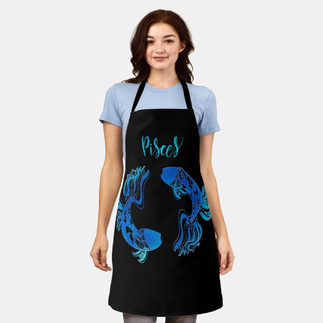 Fische das Fisch-Sternzeichen Wasserzeichen blau  Schürze (Getragen)