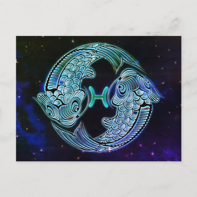 Fische der Postkarte des Zodiaks (Vorderseite)