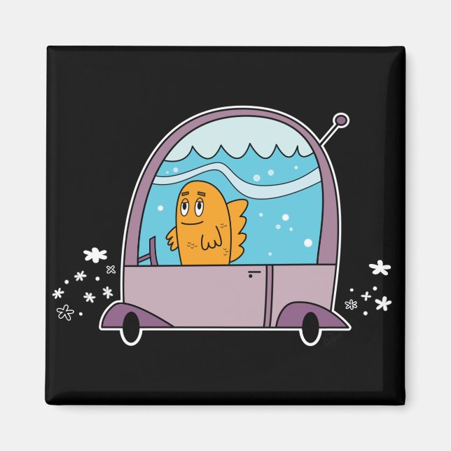 Fische, die Auto fahren - Magnet (Vorne)