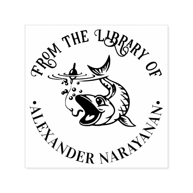 Fische, die den Köder aus der Bibliothek mit dem B Permastempel (Design)