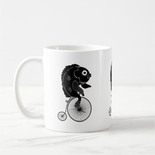Fische, die ein Fahrrad reiten Kaffeetasse