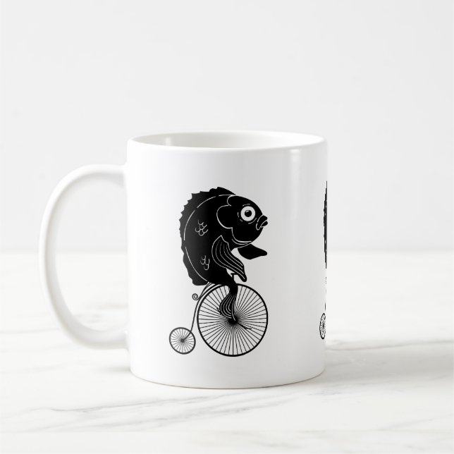 Fische, die ein Fahrrad reiten Kaffeetasse (Links)