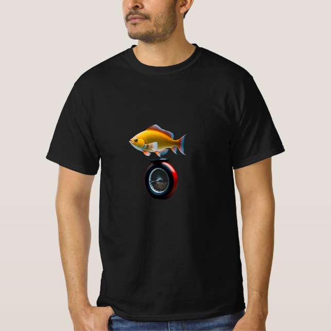 Fische, die elektrische Einrad-T - Shirt fahren (Vorderseite)