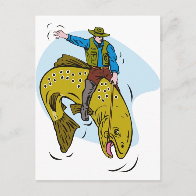 Fische, die Forellen fahren Postkarte (Vorderseite)